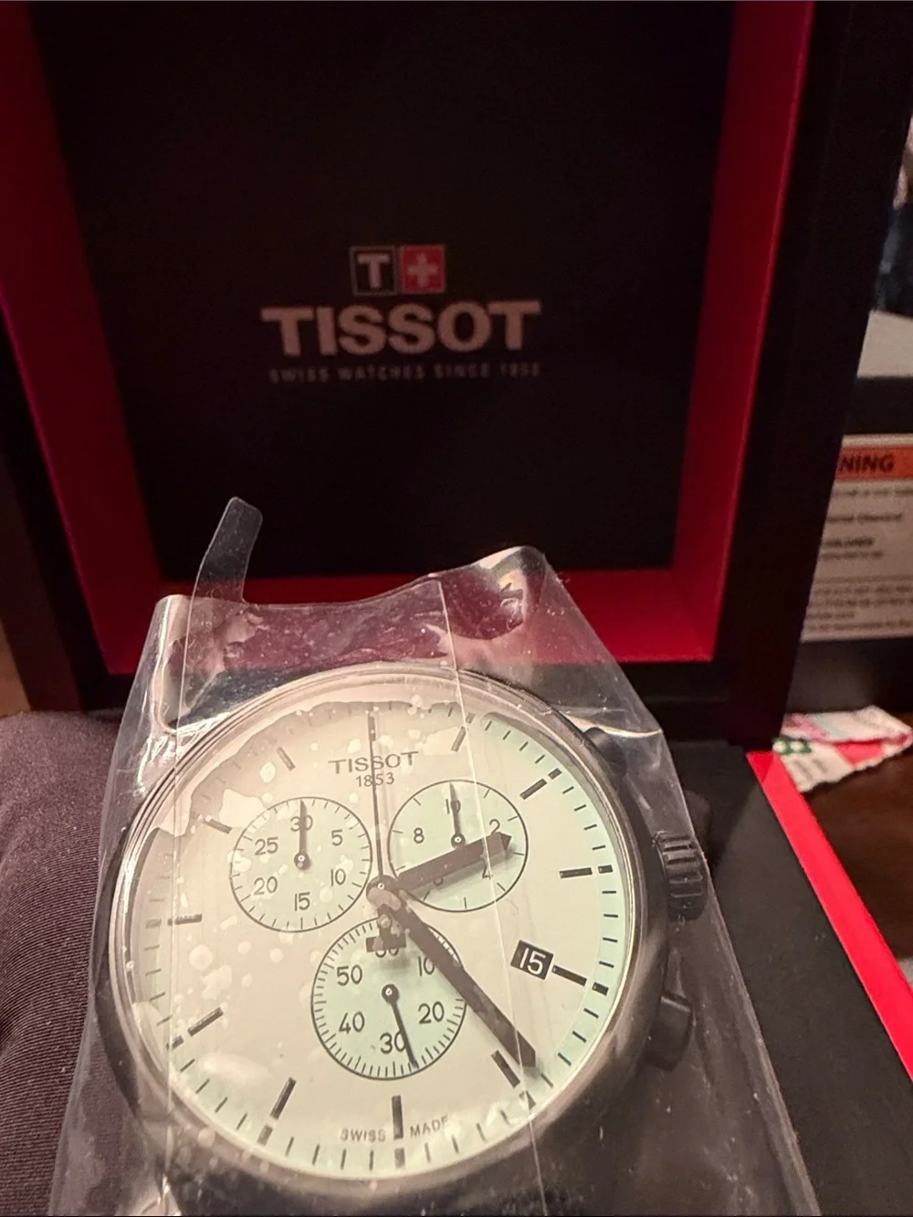 Tissot Men's White Dial Chronograph Watch with Black Accents